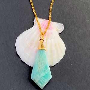 Amazonite Gemstone Gold Pendant Necklace